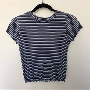 Forever 21 Striped Lettuce Edge Shirt